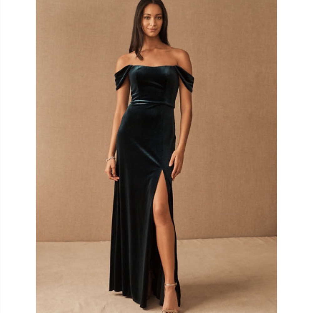 Jenny Yoo Issa Velvet Dress- Emerald